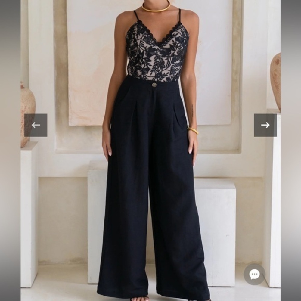 Maggie Black Wide Leg Pants Size Small Color Black